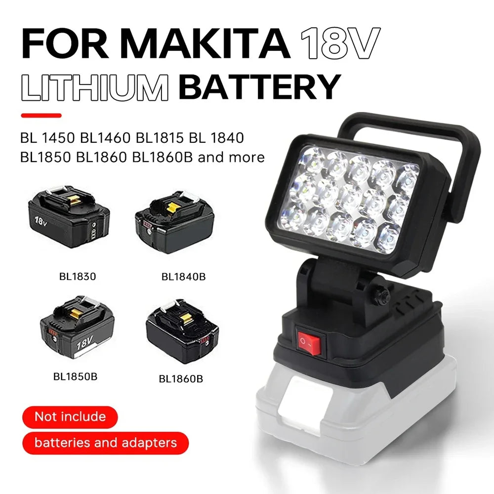15-Bead LED Work Light – Portable Spotlight for 18V Li-ion Tool Batteries