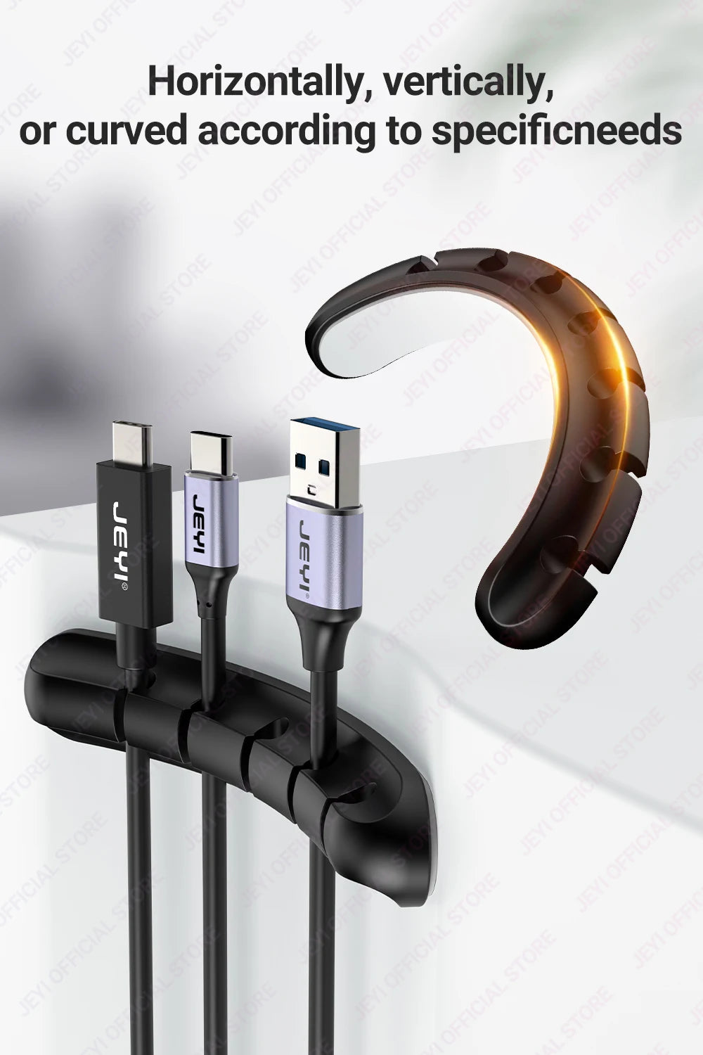 JEYI Adhesive Cable Clips – Cord Organizer for Desk, USB, Power & Charging Cables