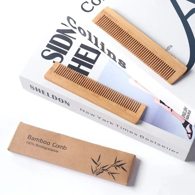 Natural Bamboo Wooden Comb – Anti-Static Hair Brush & Scalp Massage Tool for Men