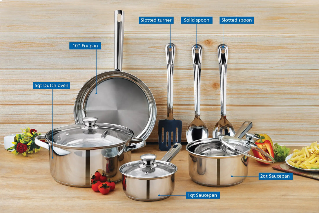 10-Piece Nonstick Stainless Steel Cookware Set – Durable & Stylish Cookware for Everyday Homemaking