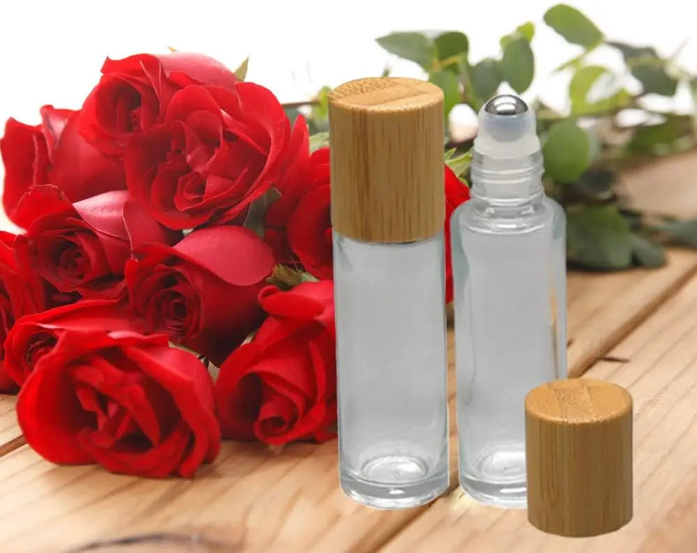 12pcs 10ml Glass Roll-On Bottles – Refillable Essential Oil & Perfume Bottles with Bamboo Lids