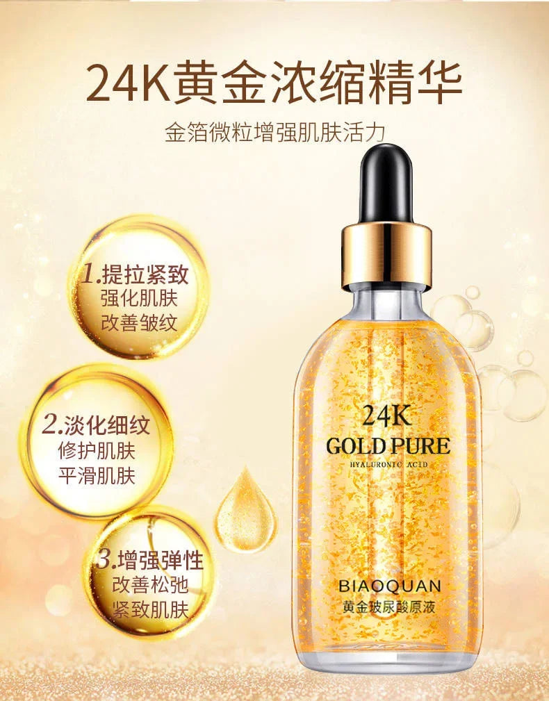 24K Gold Hyaluronic Acid Face Serum – Anti-Aging & Brightening (100ml)