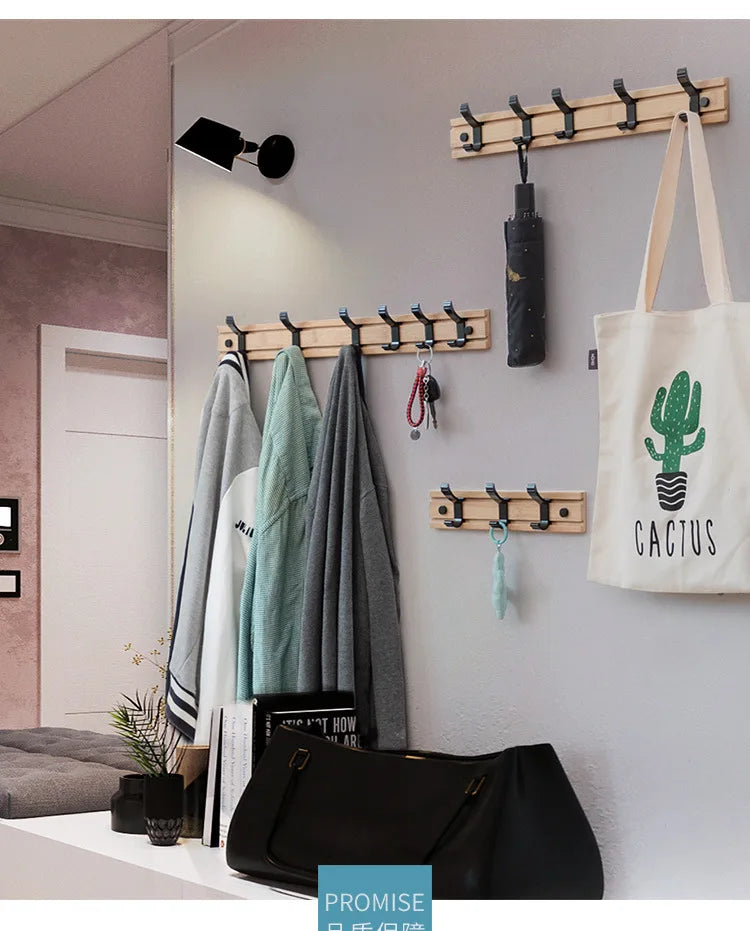 Nordic Style Bamboo Coat Rack – Bedroom & Living Room Clothes Hanger with Hooks