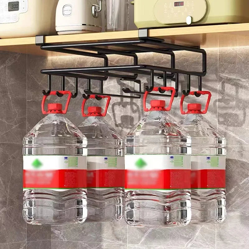 Stainless Steel Kitchen Hanging Organizer Rack – Hooks, Towel Bar, Pot Lid & Cutting Board Storage
