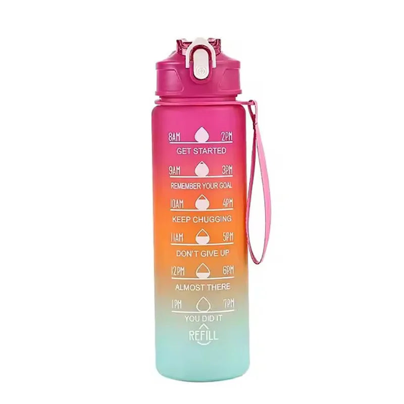 700ml Rainbow Frosted Sports Water Bottle – With Straw & Gradient Design