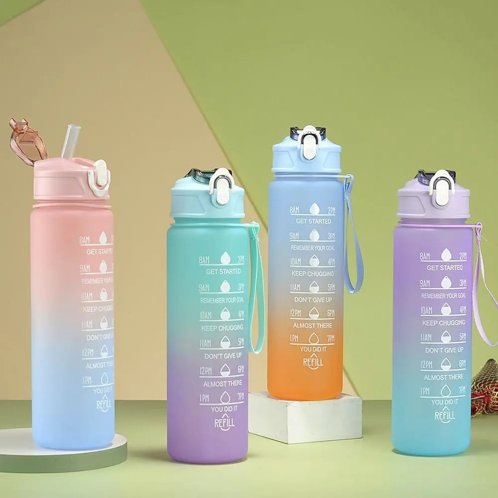 700ml Rainbow Frosted Sports Water Bottle – With Straw & Gradient Design