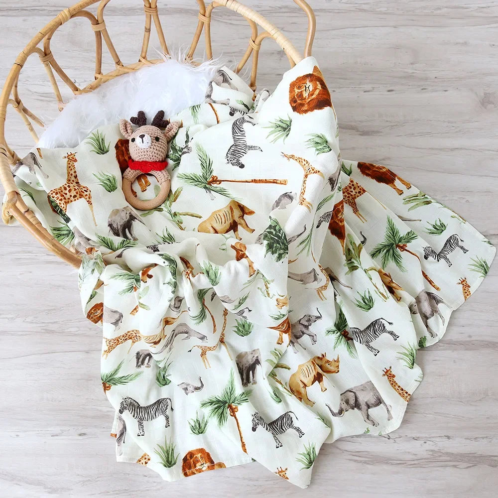 Bamboo Muslin Baby Swaddle Blanket – 120x120cm