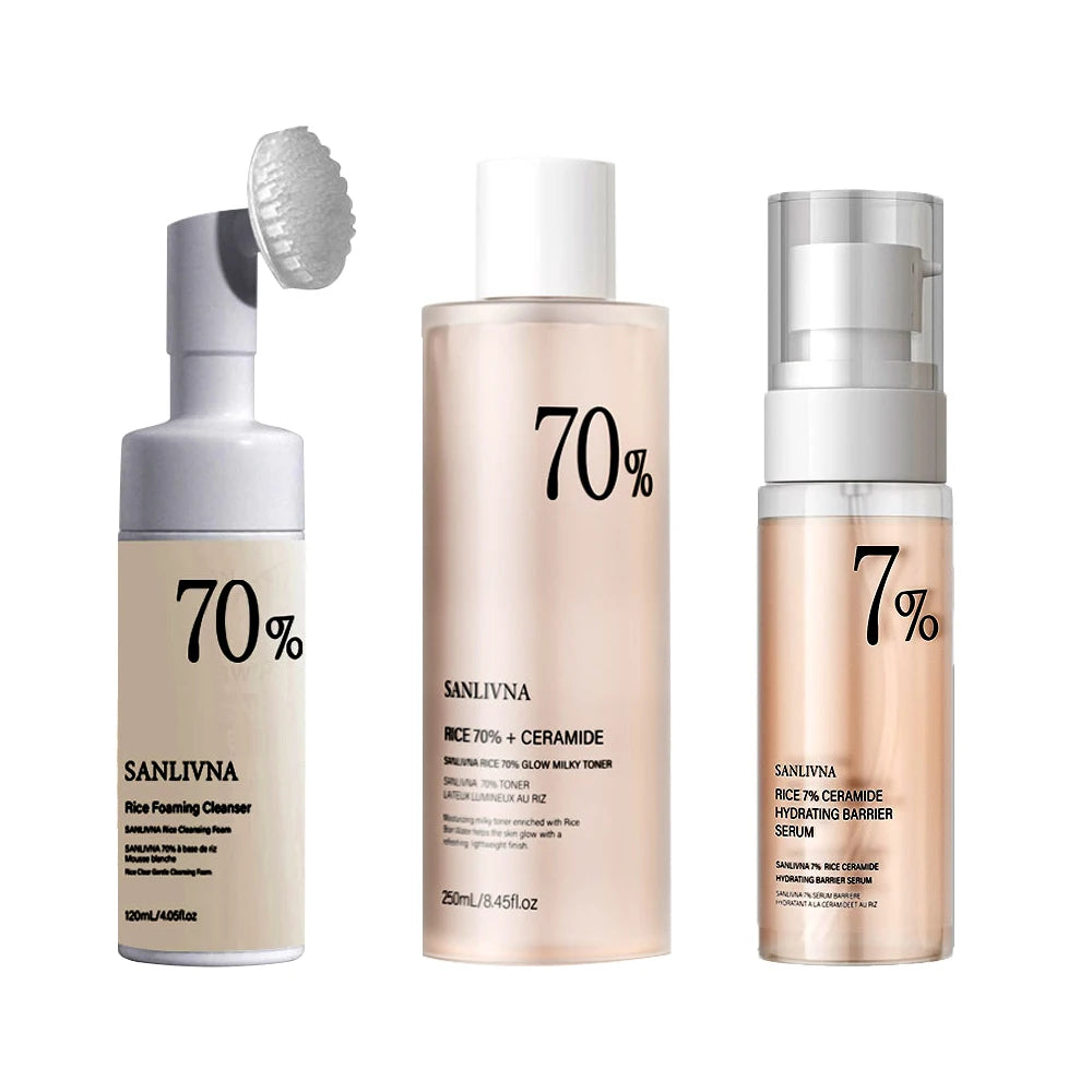 Rice Skincare Set – Toner, Serum & Cleansing Foam with Niacinamide