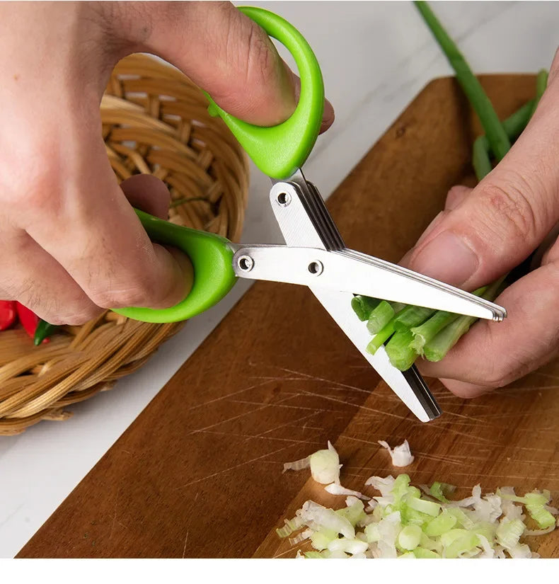 Multi-Functional Stainless Steel 3/5-Layer Kitchen Scissors – Pepper, Scallion, Laver Cutting & Chopping Cooking Tool