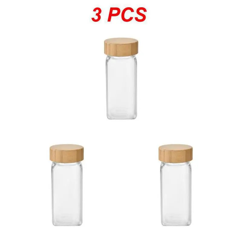 Glass Spice Jars with Bamboo Lids – Spice Seasoning Containers, Salt & Pepper Shakers, Spice Organizer Set