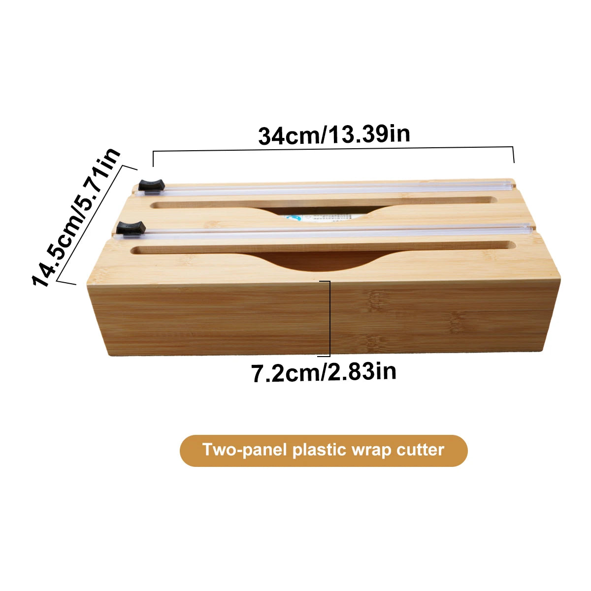 Bamboo Kitchen Wrap Dispenser with Foil & Film Cutter