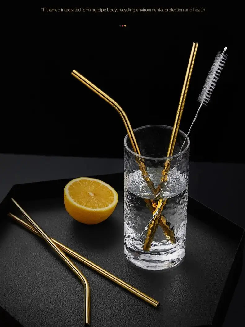 Set of 4 Stainless Steel Straws – Eco-Friendly, Reusable Drinking Straws