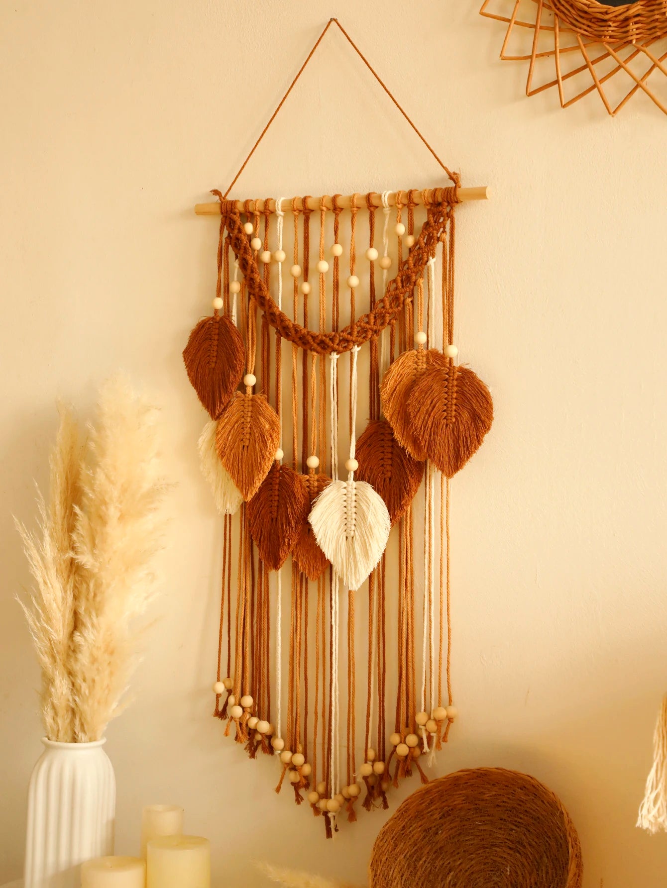 Leaf Macrame Wall Tapestry – Boho Home Decor