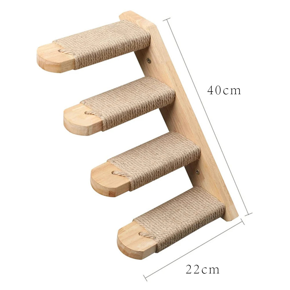 Wall-Mounted Cat Climbing Frame – 50cm Ladder, Hammock, Sisal Post & Pedal for Indoor Cats