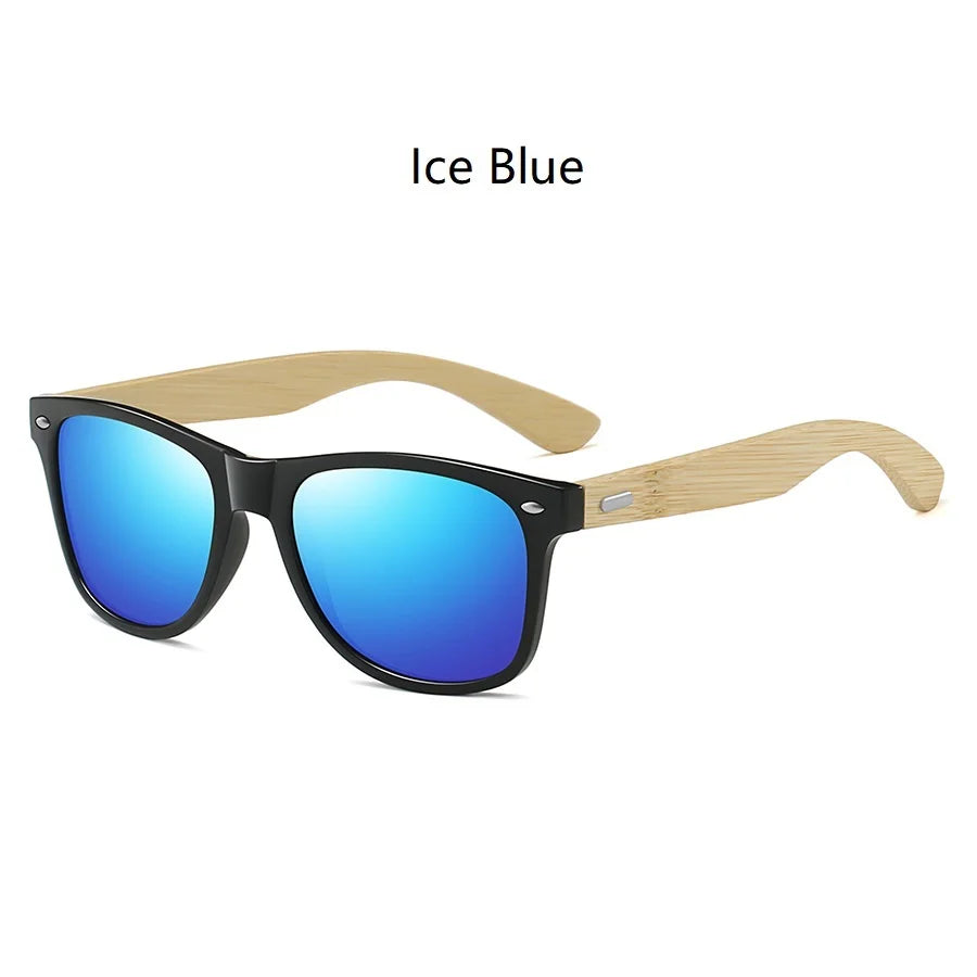 Fashion Bamboo Wood Vintage Square Sunglasses – Men & Women Luxury Brand Designer Sun Glasses, Wooden Driving & Fishing UV400 Eyewear