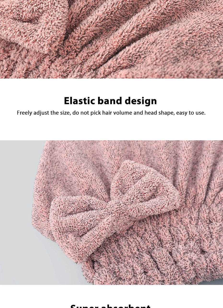 Bamboo Hair Towel Wrap – Microfiber Hair Drying Shower Turban with Bowknot