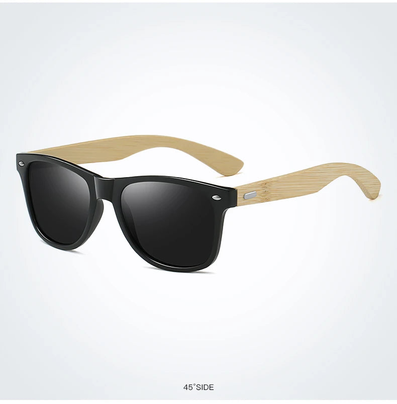 Fashion Bamboo Wood Vintage Square Sunglasses – Men & Women Luxury Brand Designer Sun Glasses, Wooden Driving & Fishing UV400 Eyewear