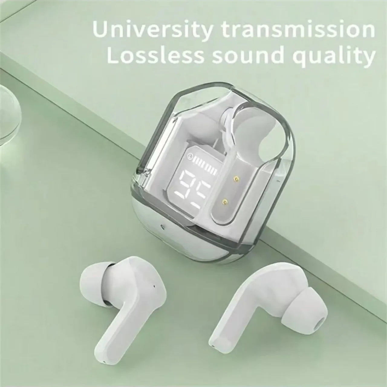 T2 TWS Transparent Wireless Earbuds – Bluetooth Headset with Digital Display & Stereo Sound