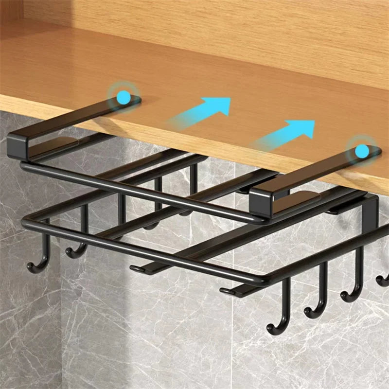 Stainless Steel Kitchen Hanging Organizer Rack – Hooks, Towel Bar, Pot Lid & Cutting Board Storage