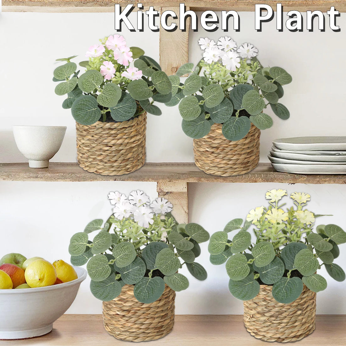 XIYA FLOWER Artificial Eucalyptus Potted Plant – 11cm Decor