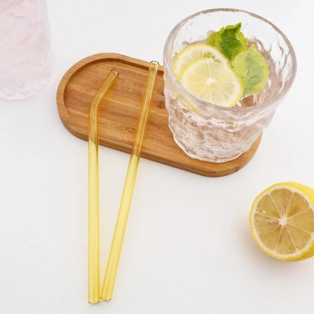 20PCS Colorful Reusable Glass Straws Set – 8mm Drinking Straws for Smoothies, Milkshakes, Tea, Juice, and Cocktails