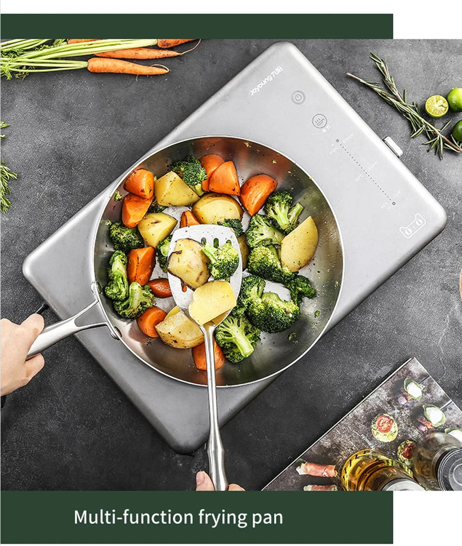 304 Stainless Steel Frying Pan – Non-Stick Pan for Fried Steak, Uncoated Kitchen Cookware for Gas Stoves and Induction Cookers