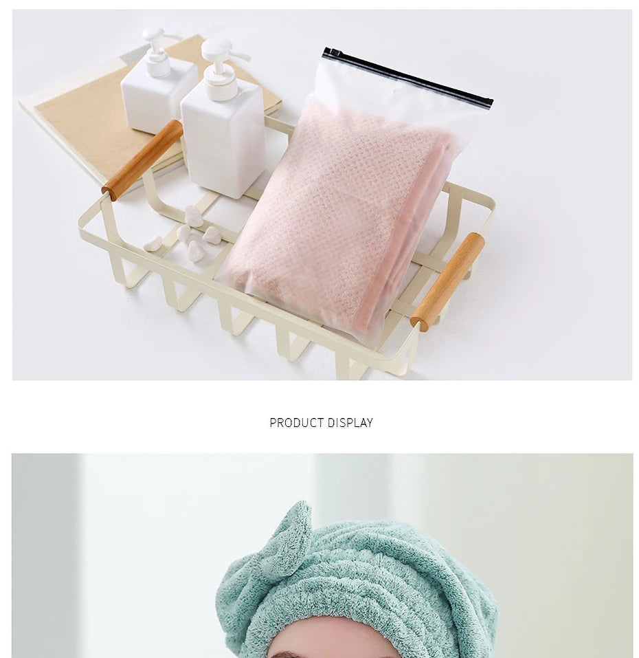 Bamboo Hair Towel Wrap – Microfiber Hair Drying Shower Turban with Bowknot