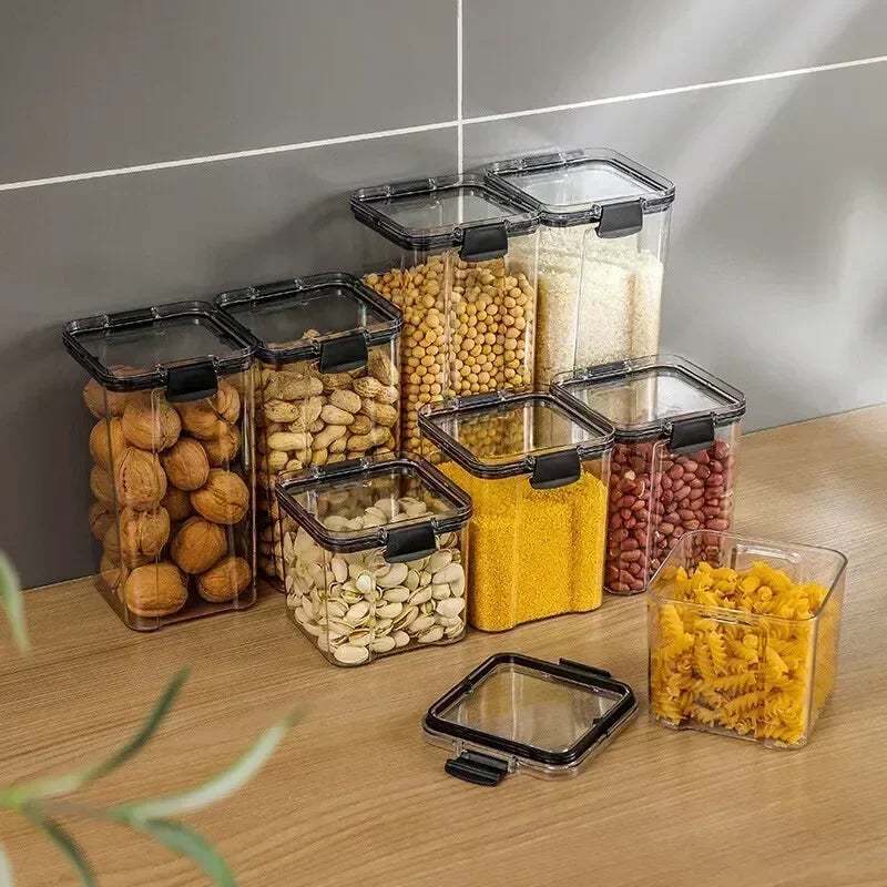 460-1800ML Set Kitchen Stackable Sealed Jars – Plastic Food Storage Box, Multigrain Tank Bottle, Dried Fruit & Tea Storage Containers