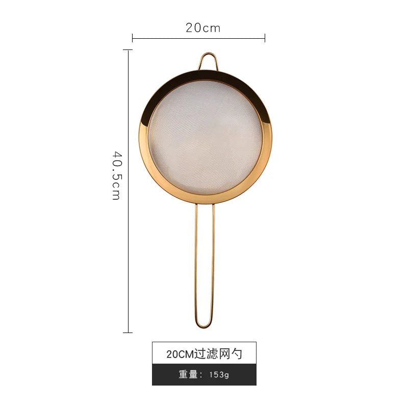 Stainless Steel Gold Mesh Egg Beater – Separate Oil Strainer, Flour Sifter, Sieve Colanders, Flour & Coffee Mesh Filter, Kitchen Bakeware