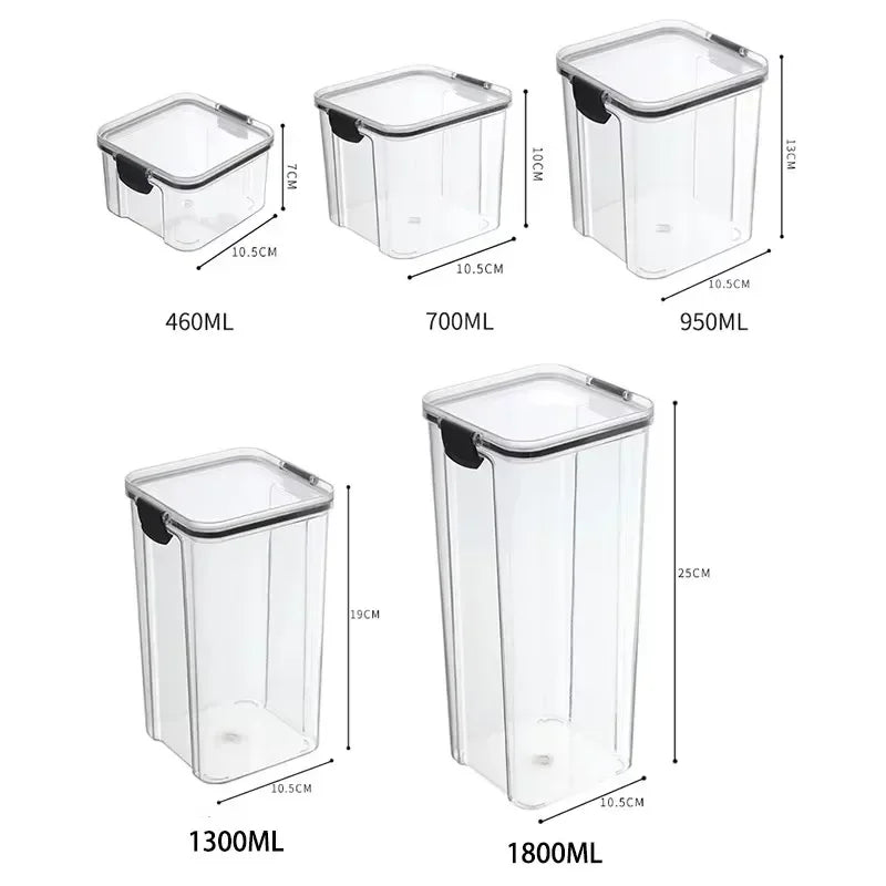 460-1800ML Set Kitchen Stackable Sealed Jars – Plastic Food Storage Box, Multigrain Tank Bottle, Dried Fruit & Tea Storage Containers