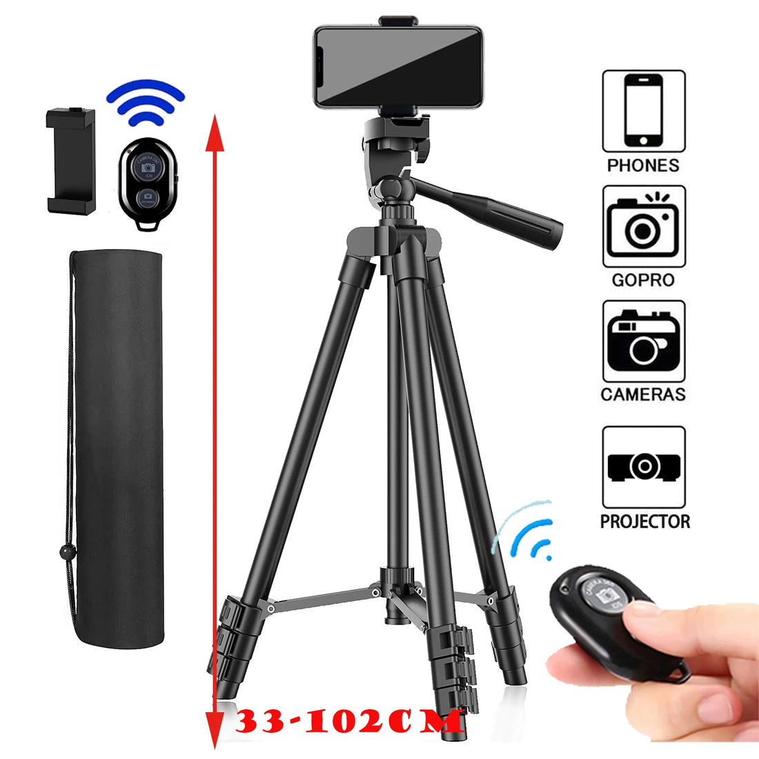 100cm Phone Tripod Stand with Bluetooth Remote