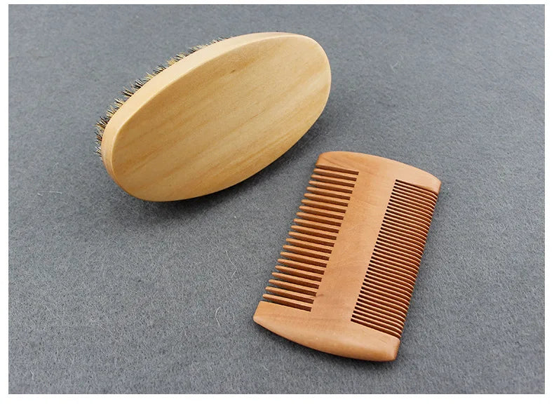 Men’s Shaving Brush Set – Boar Bristle Beard Grooming Kit with Comb & Scissors
