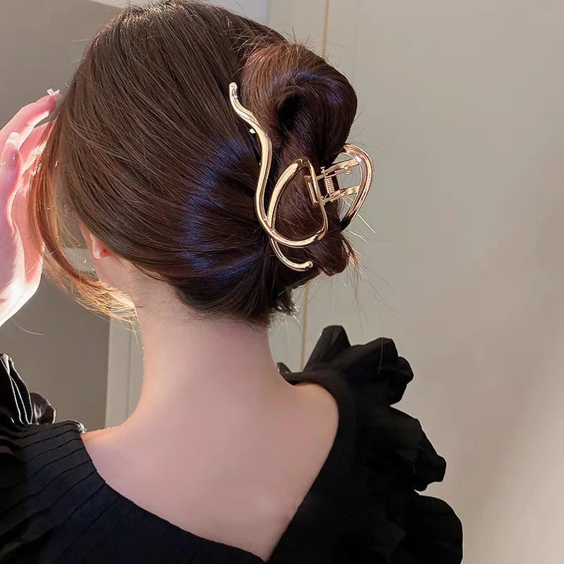 Metal Irregular Hair Claw Clips – Silver/Gold Punk Style Barrettes