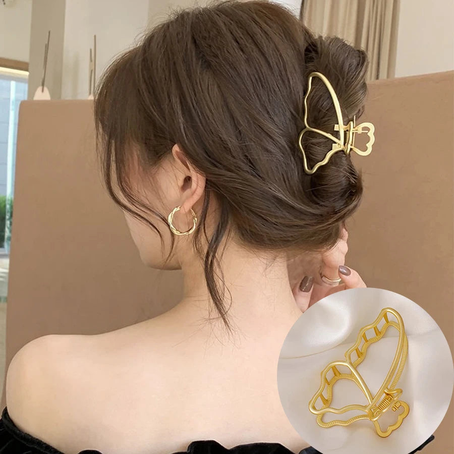 Metal Irregular Hair Claw Clips – Silver/Gold Punk Style Barrettes