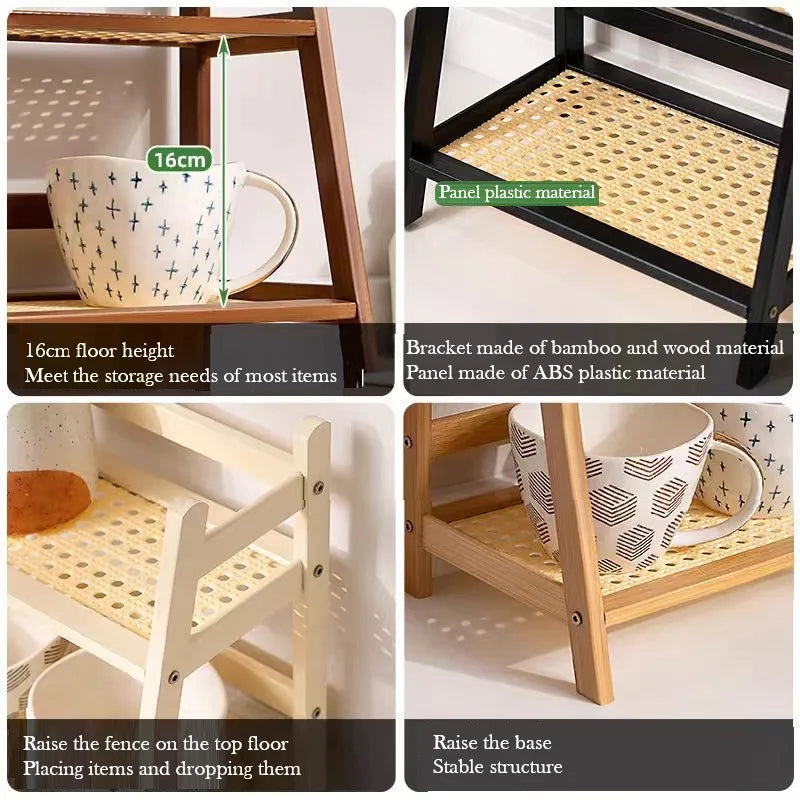 2-Tier Bamboo Kitchen Storage Rack & Organizer Shelf