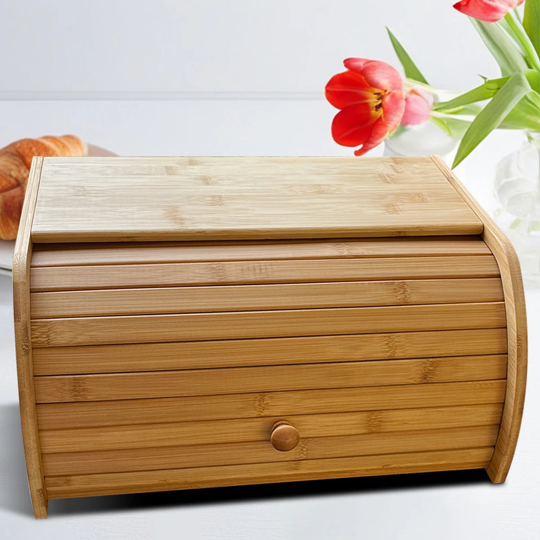 Premium Bamboo Bread Box & Kitchen Organizer