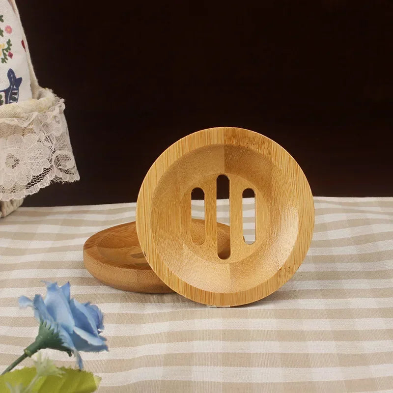 Natural Bamboo Soap Dish – Mildew-Resistant Wooden Drain Tray for Bathroom Use