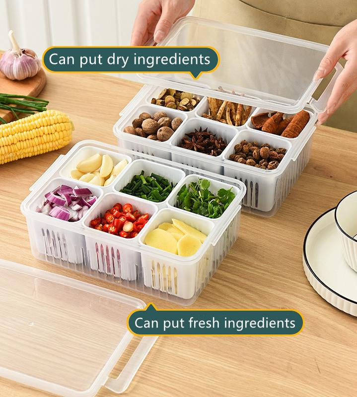 Refrigerator Food Drain Fresh-Keeping Box – Ginger, Garlic, Onion, Pepper Storage Box, Fruit & Vegetable Drain Basket