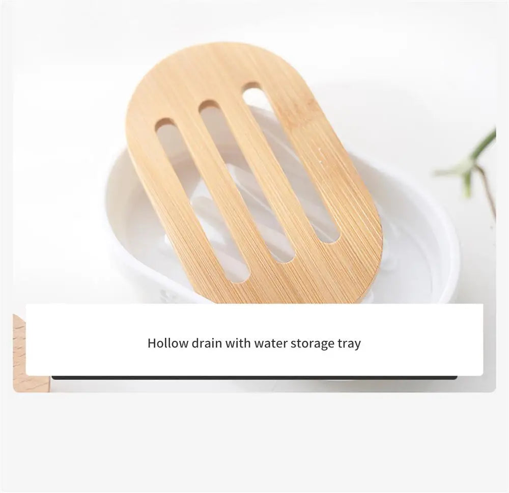 White Simple Home Bathroom Supply Bamboo Soap Dish Mouthwash Cup Toothbrush Holder Storage bottle Wash Rack Bathroom Wash