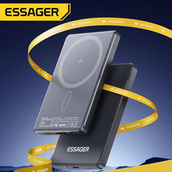 Essager 5000mAh Magnetic Wireless Power Bank – 20W Fast Charging for iPhone 16/15/14/13 (MagSafe Compatible)