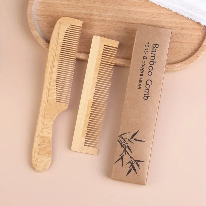 Natural Bamboo Wooden Comb – Anti-Static Hair Brush & Scalp Massage Tool for Men
