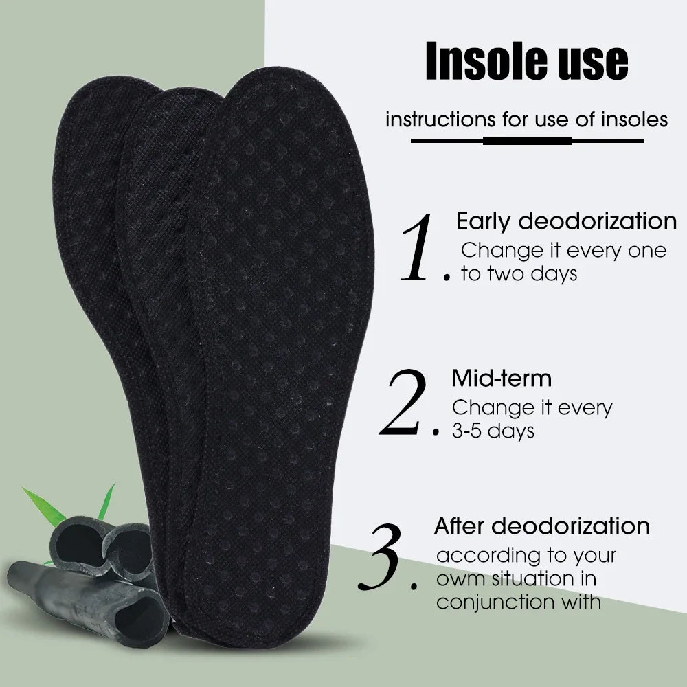 2–6pcs Bamboo Deodorant Insoles – Breathable, Sweat-Absorbing Shoe Inserts for Men & Women