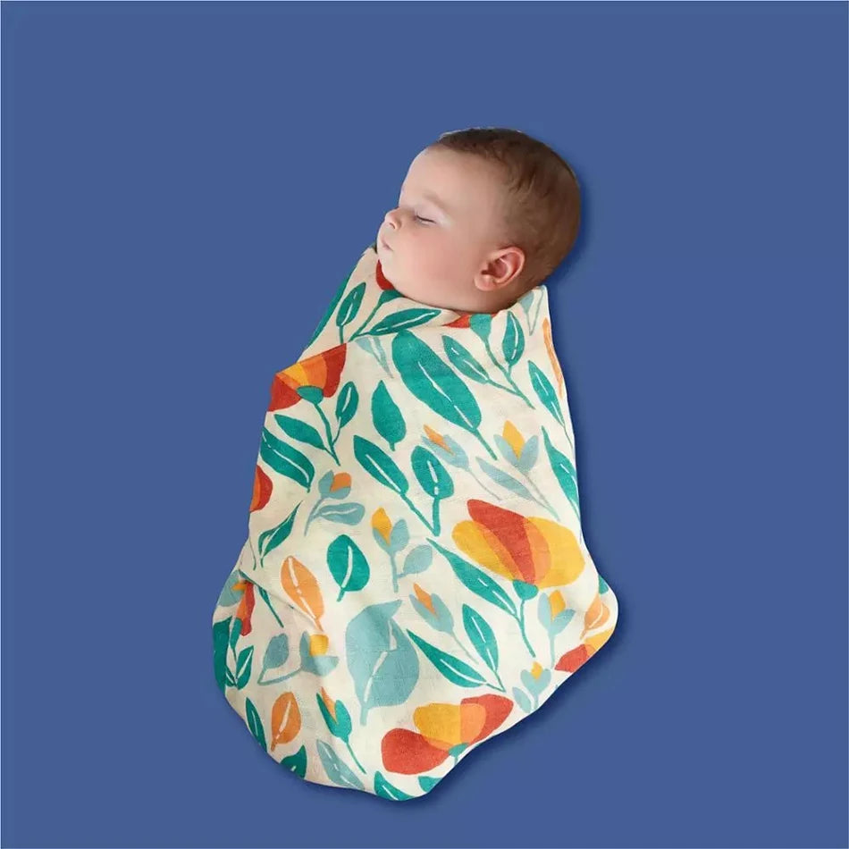 Elinfant Bamboo Cotton Muslin Swaddle Blanket – 120x110cm Baby Wrap Towel