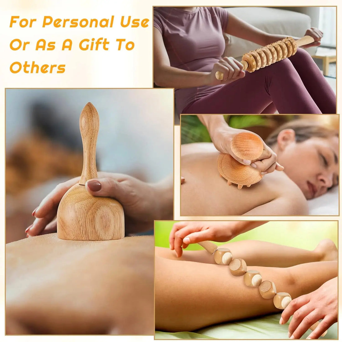 Wood Therapy Massager – Anti-Cellulite Gua Sha Tool, Deep Tissue Relaxation & Body/Face Lifting Roller, Maderoterapia Massage Tool