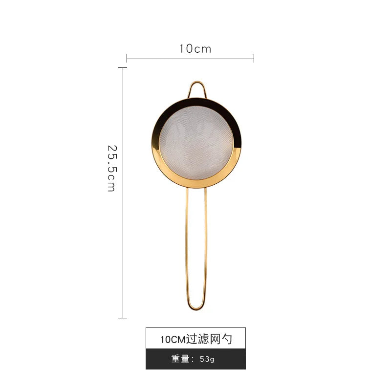 Stainless Steel Gold Mesh Egg Beater – Separate Oil Strainer, Flour Sifter, Sieve Colanders, Flour & Coffee Mesh Filter, Kitchen Bakeware