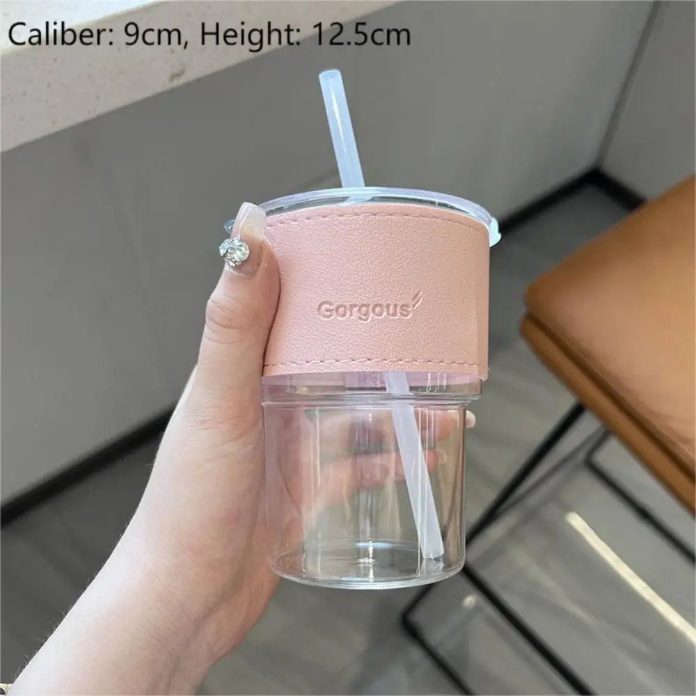 400ml Couple Coffee Mug with Straw and Lid