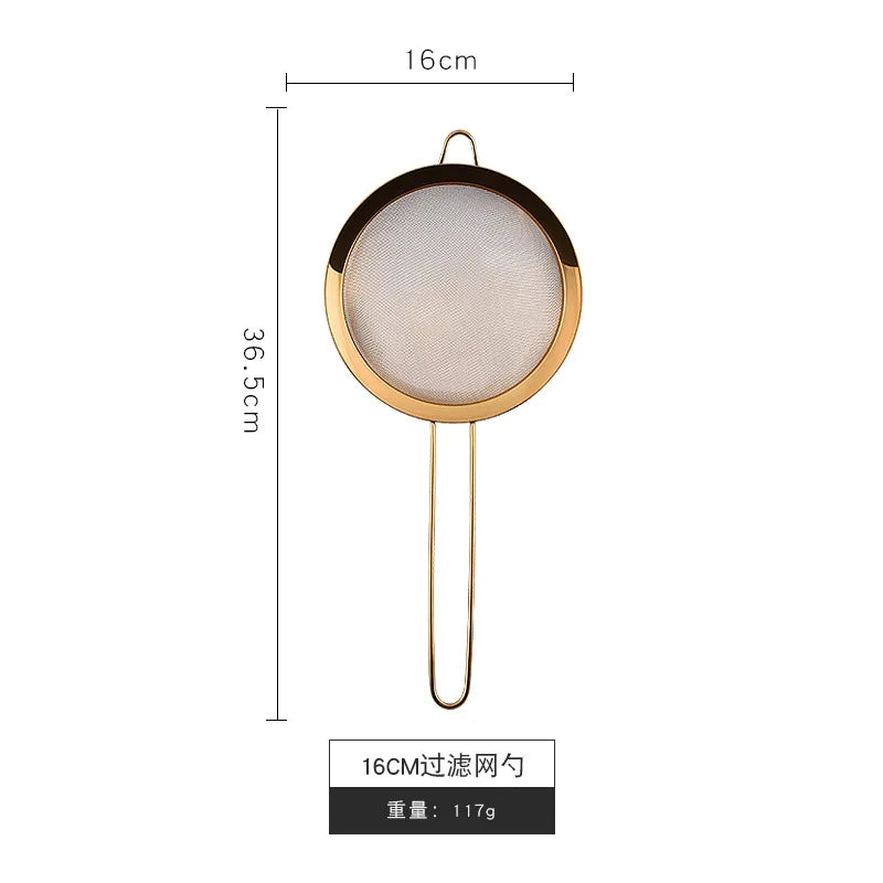 Stainless Steel Gold Mesh Egg Beater – Separate Oil Strainer, Flour Sifter, Sieve Colanders, Flour & Coffee Mesh Filter, Kitchen Bakeware