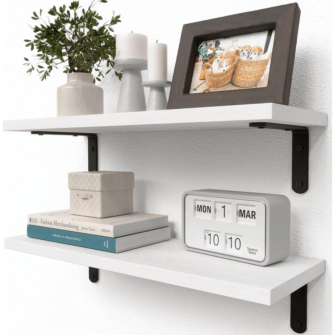 2-Piece Wooden Floating Wall Shelves – Decorative Storage for Bathroom, Bedroom & Living Room