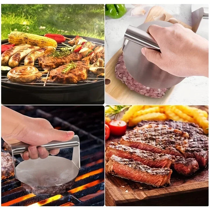 Stainless Steel Smash Burger Press – Hamburger Patties Meat Masher