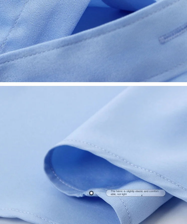 BAMBOOPLE New Fashion Non-Iron Shirt – Anti-Wrinkle Classic Solid Business Casual Long Sleeve Shirt for Men